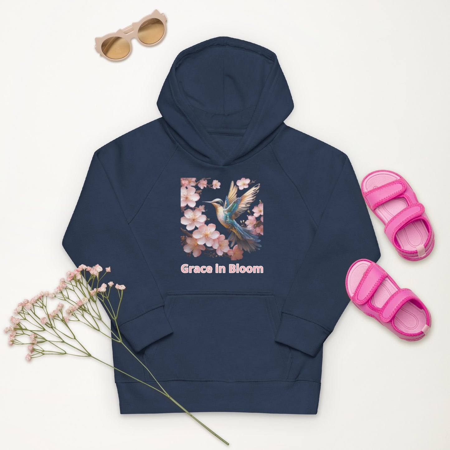 Kids eco hoodie: Print (DTG) Cherry Blossom 'Grace in Bloom"